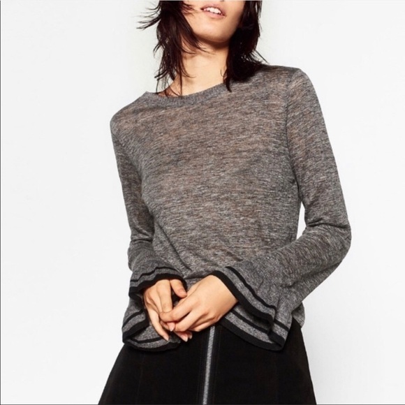 Zara marled bell sleeve sweater - Picture 1 of 8